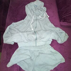 Cozy Light Blue Hooded Loungewear Set